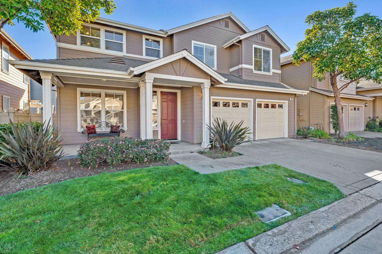 This charming home is tucked down a short lane in Redwood Shores. The home has a spacious living & dining room area  perfect for social gatherings.  A cook's kitchen features stainless GE Profile appliances of double ovens w/ convection & microwave, gas cooktop & dishwasher. A large island with built-in bookcase is ideal for baking, prepping and serving. An open floor plan of kitchen, eating area & family has a sliding door to the patio for relaxation & entertaining. The gracious primary suite has a vaulted ceiling & seating area. This room is flooded w/ light from a wall of windows. The primary bathroom has double sinks, stall shower, tub & walk in closet. Three additional bedrooms are upstairs plus a hall bath w/ double sinks & shower over tub. The upstairs family room is an addition of over 300 sq ft. This room would be ideal for a home office, media room or fifth bedroom.  Additional features are a half bath, laundry room, AC, Solar to help offset PGE costs and EV car charger.