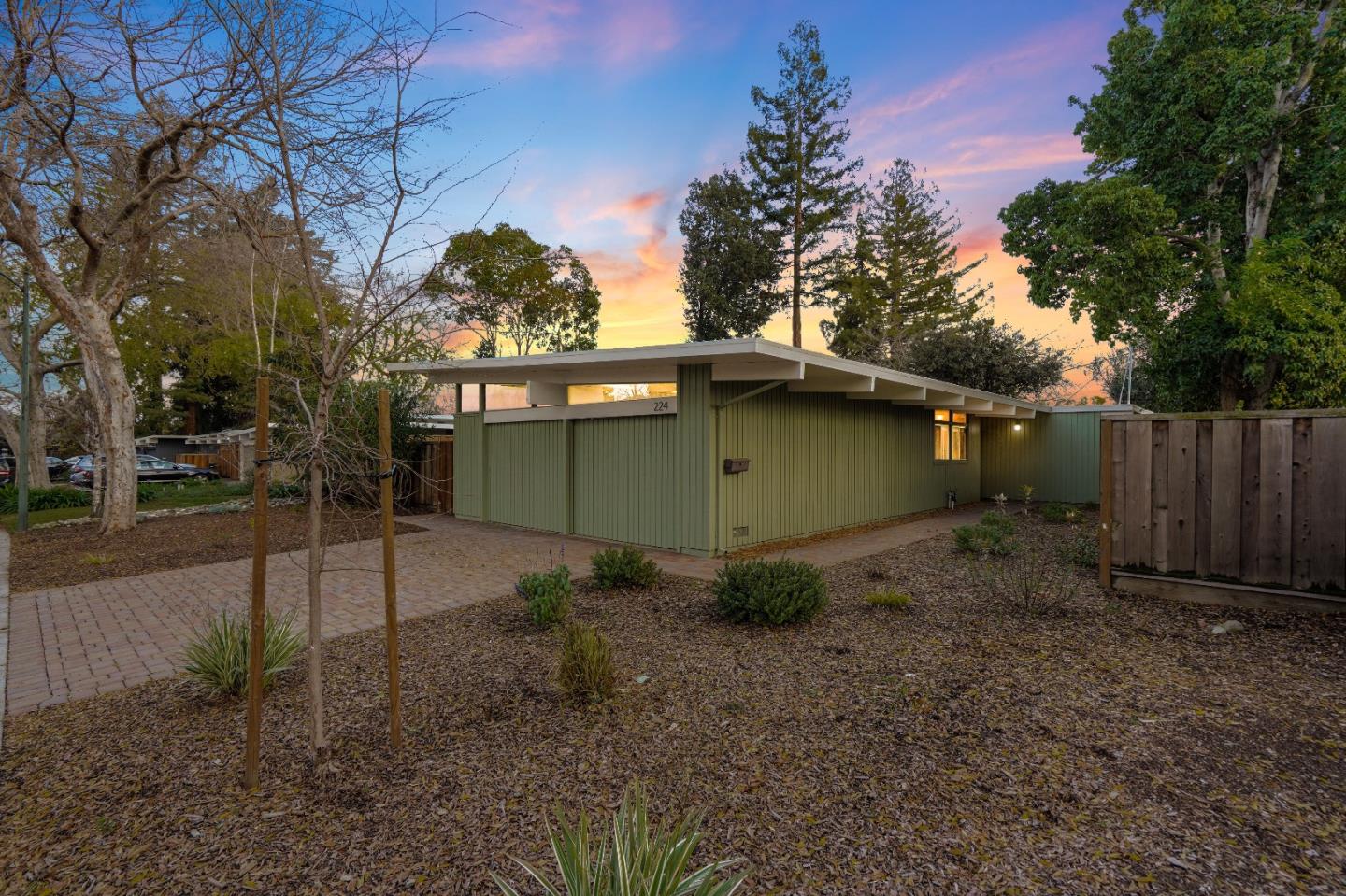 This Greenmeadow Eichler home is located on a quiet cul de sac adjacent to the park and Greenmeadow Community Association Rec Center and pool. In 2021, the kitchen and bathrooms were updated, new flooring was installed, the roof was replaced, and the interior repainted. Sited on a 7051sf lot (per County Assessor), this property offers plenty of space for expansion and outdoor use.